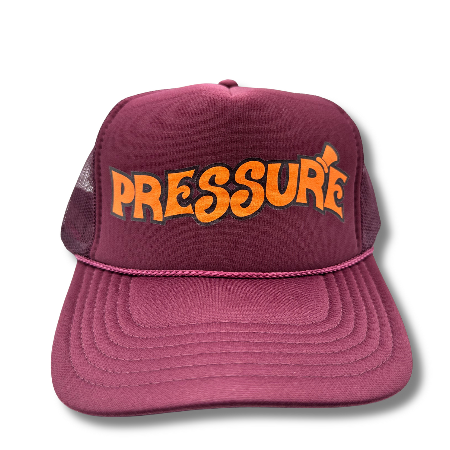 Pressure Trucker Hat-Maroon/Orange
